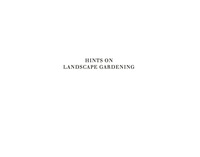 Cover image: Hints on Landscape Gardening 1st edition 9783038214694