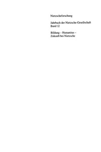 Titelbild: Bildung - Humanitas - Zukunft bei Nietzsche 1st edition 9783050047058