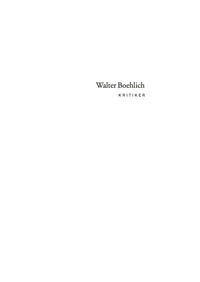 Cover image: Walter Boehlich 1st edition 9783050050850