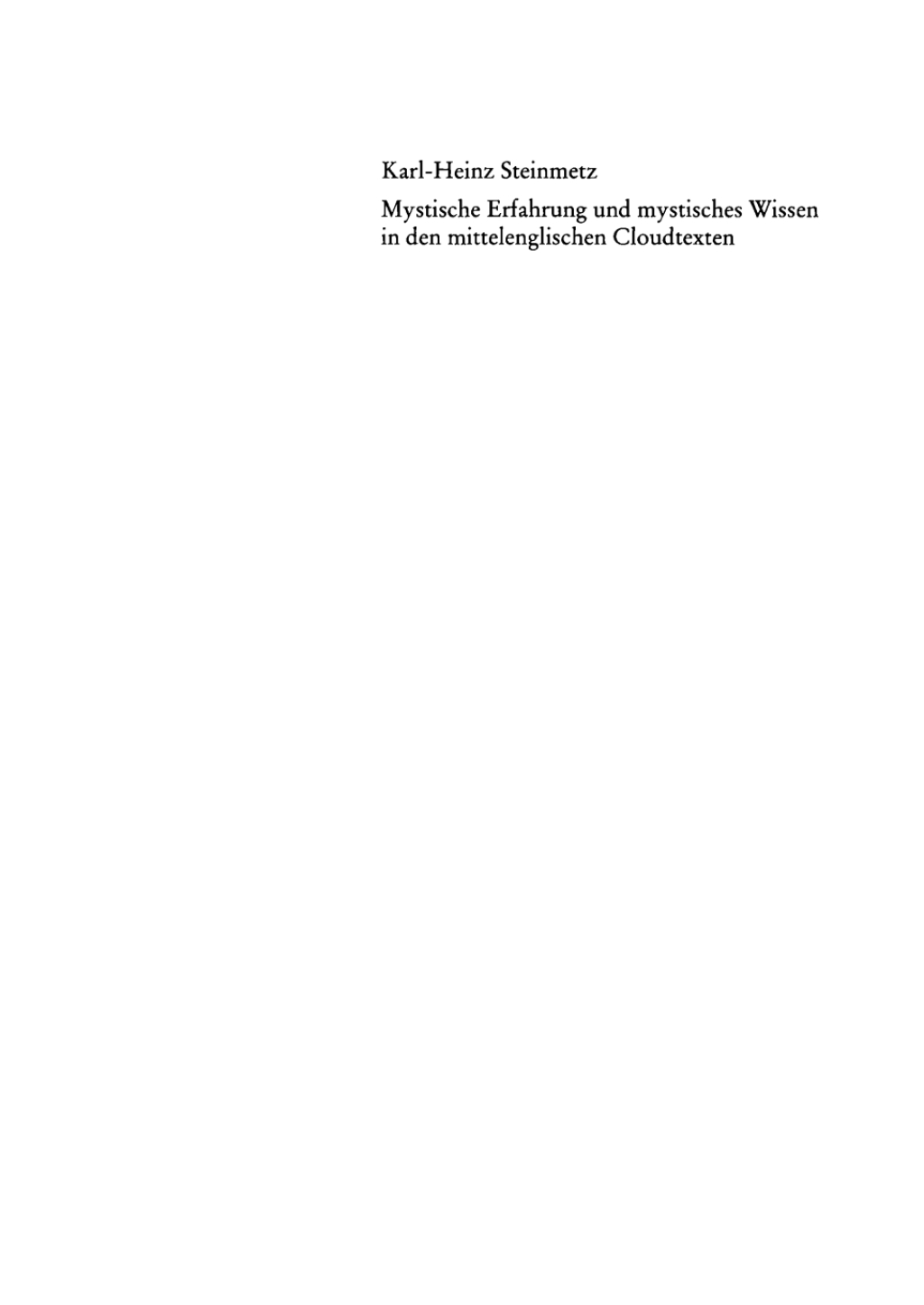 Mystische Erfahrung und mystisches Wissen in den mittelenglischen Cloud-Texten 1st Edition