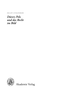 Titelbild: Dürers Pelz und das Recht im Bild 1st edition 9783050045221