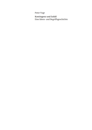 Cover image: Kontingenz und Zufall 1st edition 9783050052106