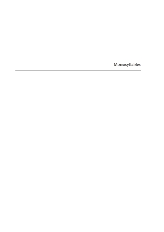 Cover image: Monosyllables 1st edition 9783050059259