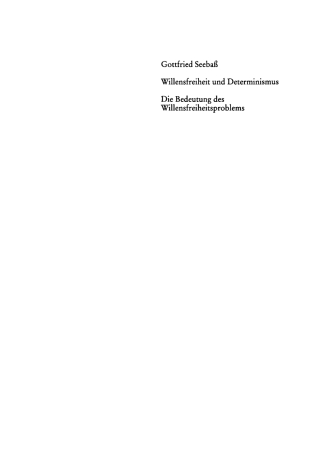 Cover image: Die Bedeutung des Willensfreiheitsproblems 1st edition 9783050043395