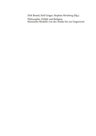 Cover image: Philosophie, Politik und Religion 1st edition 9783050064383