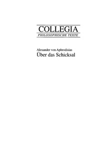 Imagen de portada: Über das Schicksal 1st edition 9783050023038