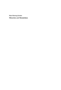 表紙画像: Menschen und Mentalitäten 1st edition 9783050026039