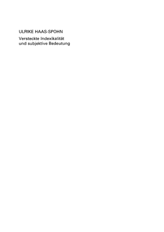 Cover image: Versteckte Indexikalität und subjektive Bedeutung 1st edition 9783050028330