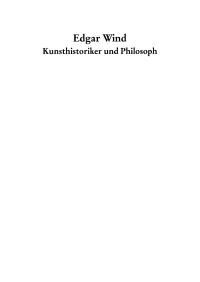 Cover image: Edgar Wind - Kunsthistoriker und Philosoph 1st edition 9783050032986