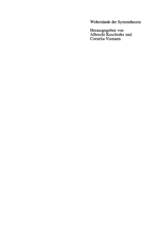 Cover image: Widerstände der Systemtheorie 1st edition 9783050034775