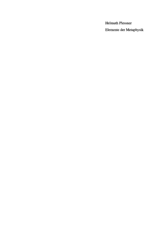 Imagen de portada: Helmuth Plessner, Elemente der Metaphysik 1st edition 9783050037080