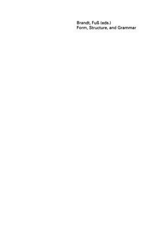 Cover image: Form, Structure, and Grammar 1st edition 9783050042244