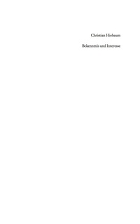 Titelbild: Bekenntnis und Interesse 1st edition 9783050044552