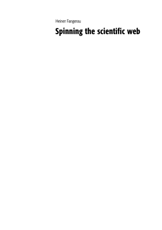 Cover image: Spinning the scientific web 1st edition 9783050045283