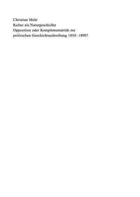 Cover image: Kultur als Naturgeschichte 1st edition 9783050046938