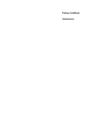 Cover image: Salutationes 1st edition 9783050048994