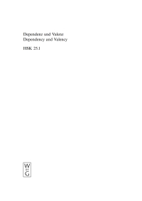 Cover image: Dependenz und Valenz / Dependency and Valency. 1. Halbband 1st edition 9783110141900