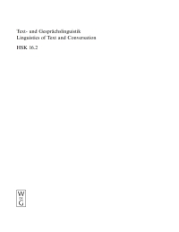 Cover image: Text- und Gesprächslinguistik 2. Halbband 1st edition 9783110169188