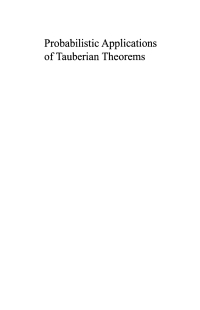 Imagen de portada: Probabilistic Applications of Tauberian Theorems 1st edition 9789067644372