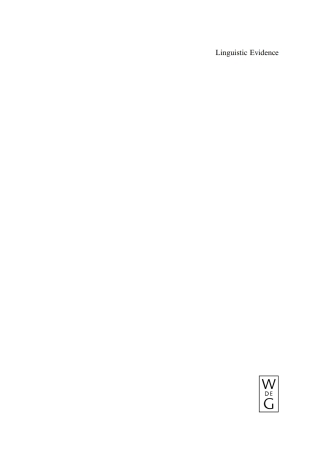 Cover image: Linguistic Evidence 1st edition 9783110183122