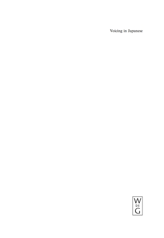 Titelbild: Voicing in Japanese 1st edition 9783110186000