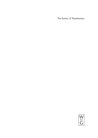 Cover image: The Syntax of Tenselessness 1st edition 9783110190434