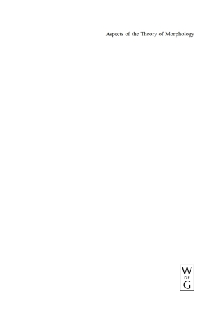 Cover image: Aspects of the Theory of Morphology 1st edition 9783110177114