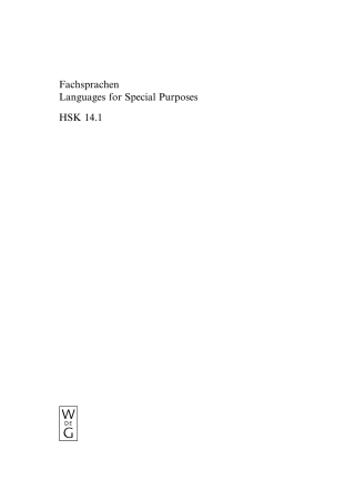 Imagen de portada: Fachsprachen / Languages for Special Purposes. 1. Halbband 1st edition 9783110111019