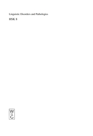Imagen de portada: Linguistic Disorders and Pathologies 1st edition 9783110113242
