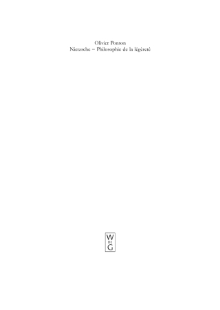Cover image: Nietzsche - Philosophie de la légèreté 1st edition 9783110193466
