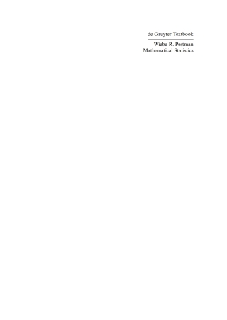 Cover image: Mathematical Statistics 2nd edition 9783110208528