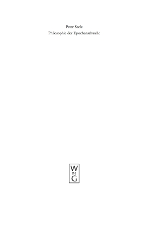 Titelbild: Philosophie der Epochenschwelle 1st edition 9783110194753