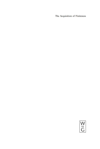 Cover image: The Acquisition of Finiteness 1st edition 9783110190830