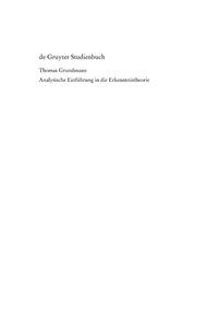 Titelbild: Analytische Einführung in die Erkenntnistheorie 1st edition 9783110176223
