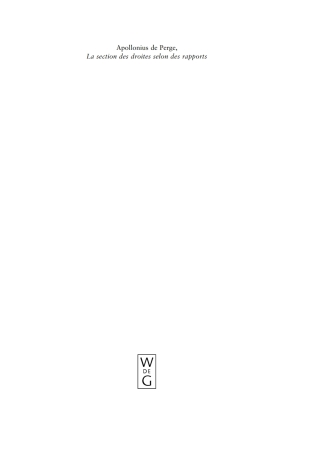 Imagen de portada: Apollonius de Perge, La section des droites selon des rapports 1st edition 9783110186772