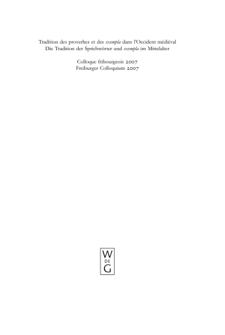 Cover image: Tradition des proverbes et des exempla dans l'Occident médiéval / Die Tradition der Sprichwörter und exempla im Mittelalter 1st edition 9783110217940
