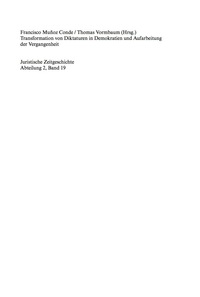 Cover image: Transformation von Diktaturen in Demokratien und Aufarbeitung der Vergangenheit 1st edition 9783110247961