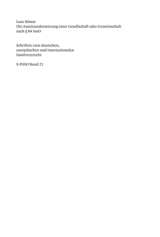 Imagen de portada: Die Auseinandersetzung einer Gesellschaft oder Gemeinschaft nach § 84 InsO 1st edition 9783110247985