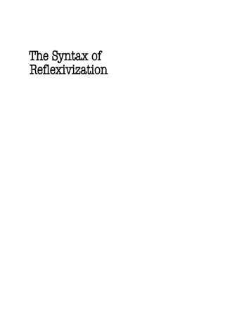 Cover image: The Syntax of Reflexivization 1st edition 9783110130553