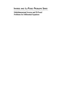 Cover image: Multidimensional Inverse and Ill-Posed Problems for Differential Equations 1st edition 9783110346664