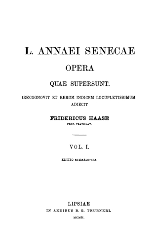 Cover image: L. Annaei Senecae opera quae supersunt 1st edition 9783110272970