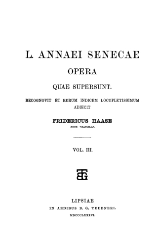Cover image: L. Annaei Senecae opera quae supersunt 1st edition 9783110272994