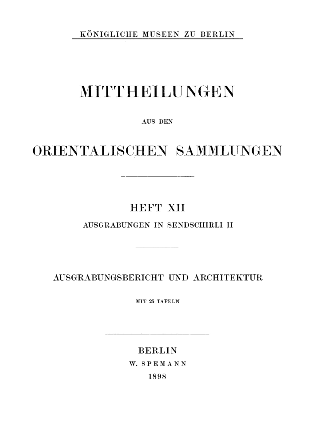 Ausgrabungsbericht und Architektur 1st Edition
