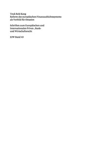 Titelbild: Reform des europäischen Finanzaufsichtssystems als Vorbild für Ostasien 1st edition 9783110288131