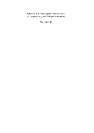 Titelbild: Actas del XXVI Congreso Internacional de Lingüística y de Filología Románicas. Tome II 1st edition 9783110299809