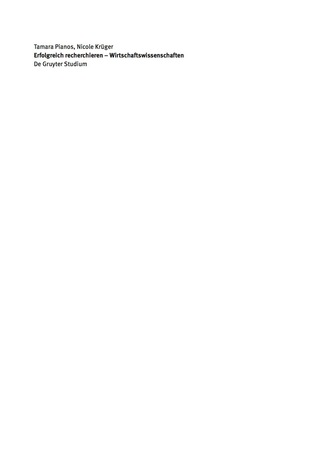 Omslagafbeelding: Erfolgreich recherchieren - Wirtschaftswissenschaften 1st edition 9783110300994