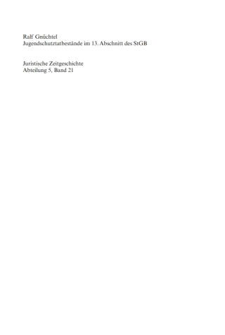 Cover image: Jugendschutztatbestände im 13. Abschnitt des StGB 1st edition 9783110303483