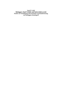 Titelbild: Heideggers »Sach-Verhalt« und Sachverhalte an sich 1st edition 9783110328738