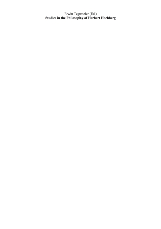 Cover image: Studies in the philosophy of Herbert Hochberg 1st edition 9783110330175