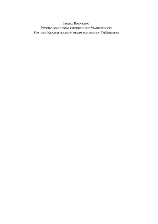 Titelbild: Psychologie vom empirischen Standpunkt. Von der Klassifikation psychischer Phänomene 1st edition 9783110332445